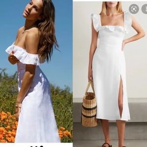 REFORMATION Amethyst Linen Dress - White